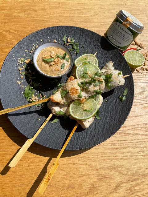 Thai - Curry Saté Spieße mit Erdnuss Sauce - www.altesgewuerzamt.de