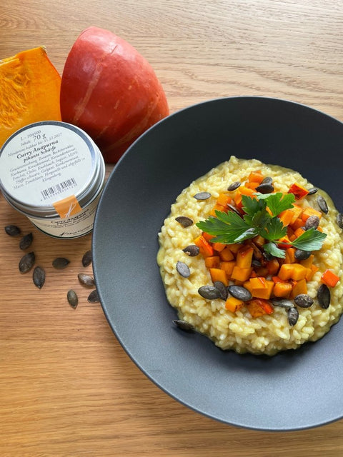 Risotto mit Curry Anapurna und Hokkaidokürbis - www.altesgewuerzamt.de