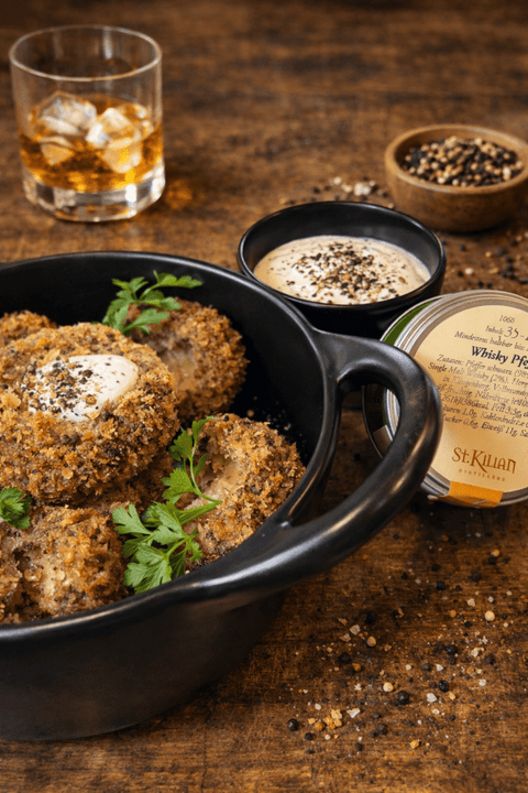 Gebackene Champignons mit Whisky Pfeffer und Whisky Schmand - www.altesgewuerzamt.de