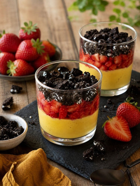Cheesecake mit Erdbeeren und "Oreo"-Crumble - www.altesgewuerzamt.de
