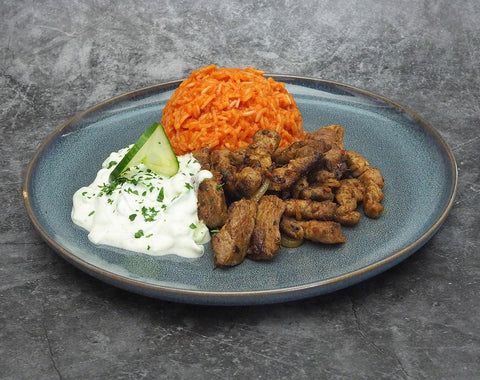 Gyros vom Schwein mit Tsatsiki und Tomatenreis - www.altesgewuerzamt.de